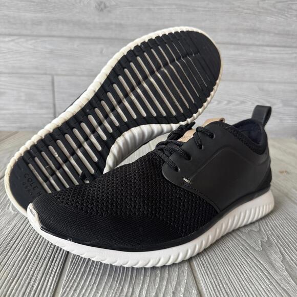 Cole Haan Black Mesh Grand Motion Knit Sneakers Leather Men's Sneakers 8.5 Black - Picture 1 of 12